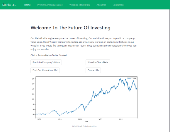 Image of web app that predicts stock as undervalued